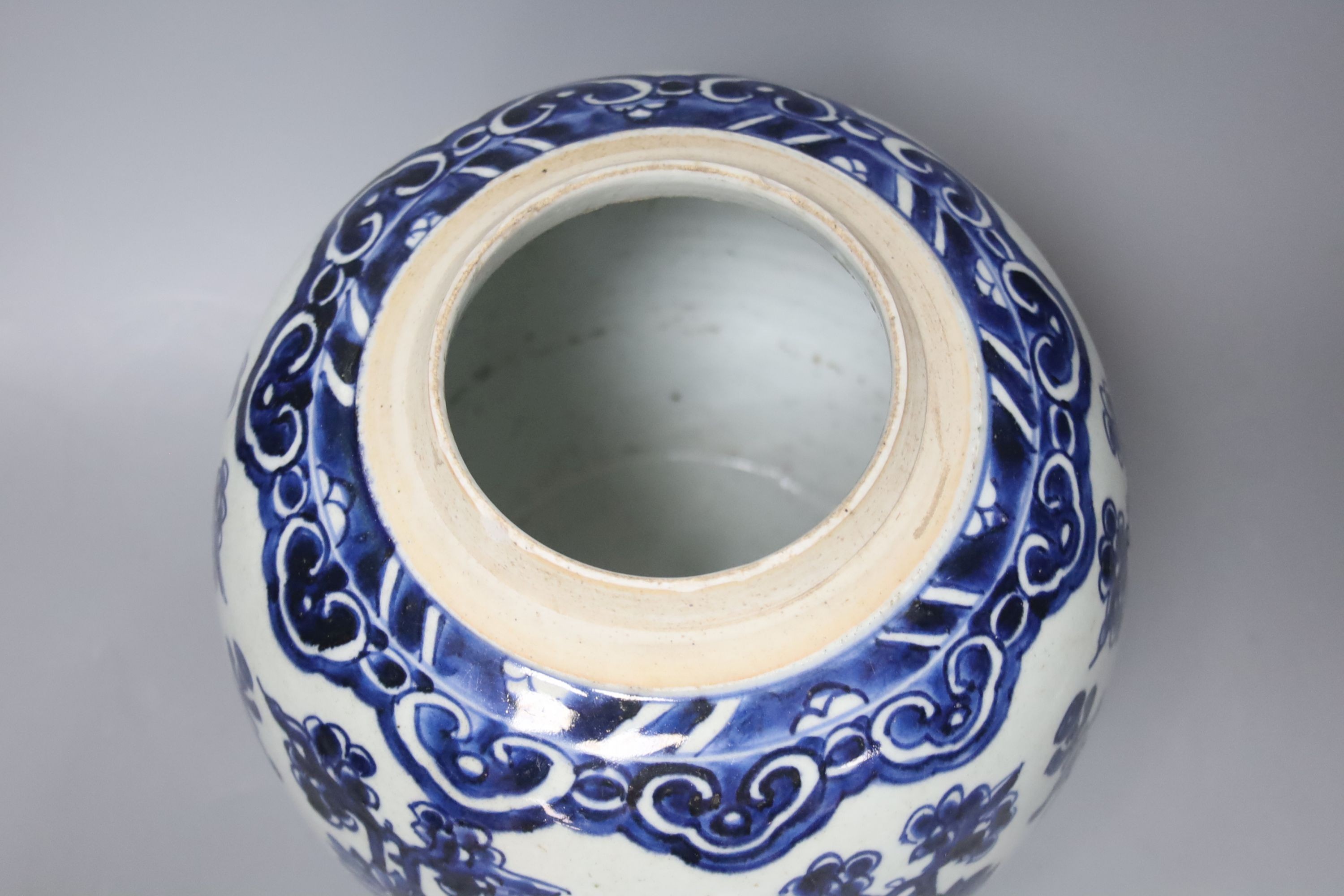 A Chinese Qing blue and white jar, 23cm